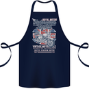 Motorcycle Legend Biker Union Jack British Cotton Apron 100% Organic Navy Blue