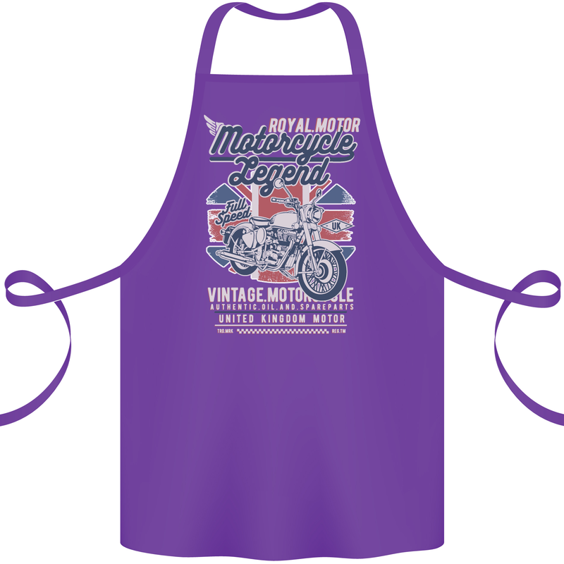 Motorcycle Legend Biker Union Jack British Cotton Apron 100% Organic Purple