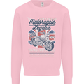 Motorcycle Legend Biker Union Jack British Kids Sweatshirt Jumper Light Pink