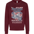 Motorcycle Legend Biker Union Jack British Kids Sweatshirt Jumper Maroon