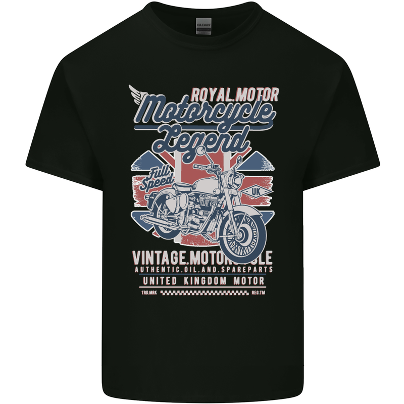 Motorcycle Legend Biker Union Jack British Kids T-Shirt Childrens Black