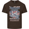 Motorcycle Legend Biker Union Jack British Kids T-Shirt Childrens Chocolate