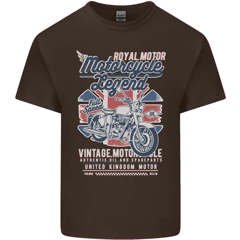 Motorcycle Legend Biker Union Jack British Kids T-Shirt Childrens Chocolate