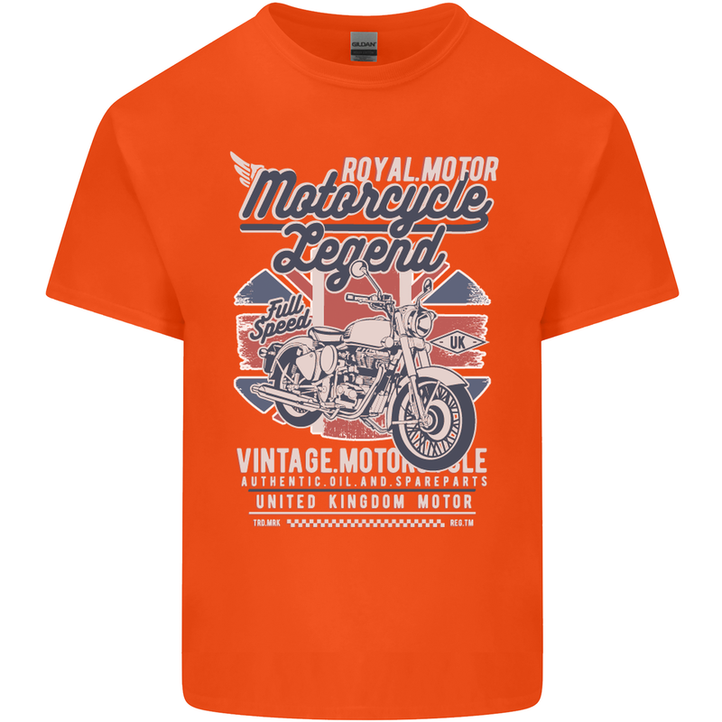 Motorcycle Legend Biker Union Jack British Kids T-Shirt Childrens Orange