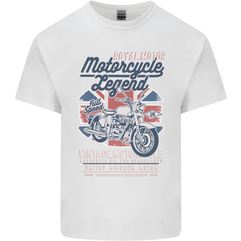 Motorcycle Legend Biker Union Jack British Kids T-Shirt Childrens White