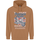 Motorcycle Legend Biker Union Jack British Mens 80% Cotton Hoodie Caramel Latte