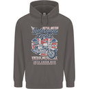 Motorcycle Legend Biker Union Jack British Mens 80% Cotton Hoodie Charcoal