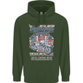 Motorcycle Legend Biker Union Jack British Mens 80% Cotton Hoodie Forest Green