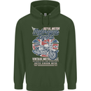 Motorcycle Legend Biker Union Jack British Mens 80% Cotton Hoodie Forest Green