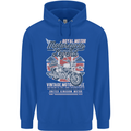 Motorcycle Legend Biker Union Jack British Mens 80% Cotton Hoodie Royal Blue