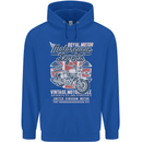 Motorcycle Legend Biker Union Jack British Mens 80% Cotton Hoodie Royal Blue