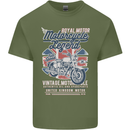 Motorcycle Legend Biker Union Jack British Mens Cotton T-Shirt Tee Top Military Green
