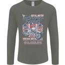 Motorcycle Legend Biker Union Jack British Mens Long Sleeve T-Shirt Charcoal