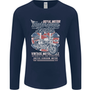 Motorcycle Legend Biker Union Jack British Mens Long Sleeve T-Shirt Navy Blue
