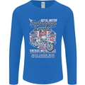 Motorcycle Legend Biker Union Jack British Mens Long Sleeve T-Shirt Royal Blue