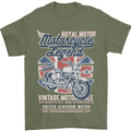 Motorcycle Legend Biker Union Jack British Mens T-Shirt Cotton Gildan Military Green