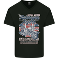 Motorcycle Legend Biker Union Jack British Mens V-Neck Cotton T-Shirt Black