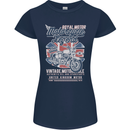 Motorcycle Legend Biker Union Jack British Womens Petite Cut T-Shirt Navy Blue