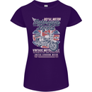Motorcycle Legend Biker Union Jack British Womens Petite Cut T-Shirt Purple