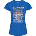 Motorcycle Legend Biker Union Jack British Womens Petite Cut T-Shirt Royal Blue