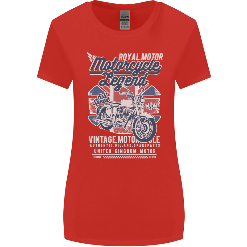 Motorcycle Legend Biker Union Jack British Womens Wider Cut T-Shirt Red