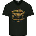 Motorcycle Legendary Riders Biker Motorbike Mens V-Neck Cotton T-Shirt Black