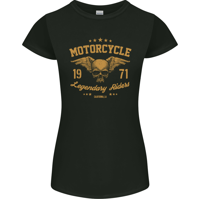 Motorcycle Legendary Riders Biker Motorbike Womens Petite Cut T-Shirt Black