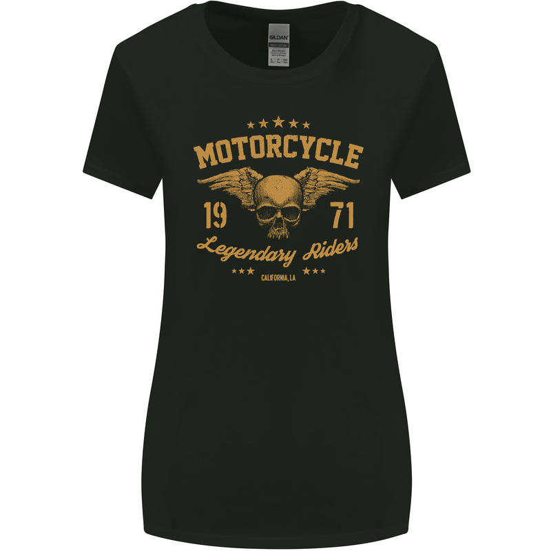 Motorcycle Legendary Riders Biker Motorbike Womens Wider Cut T-Shirt Black