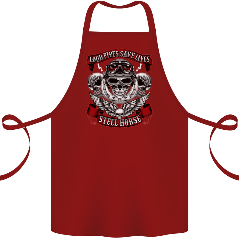 Motorcycle Lound Pipes Saves Lives Biker Cotton Apron 100% Organic Maroon