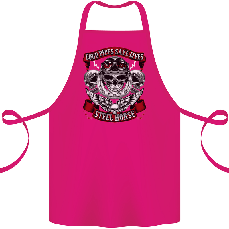 Motorcycle Lound Pipes Saves Lives Biker Cotton Apron 100% Organic Pink
