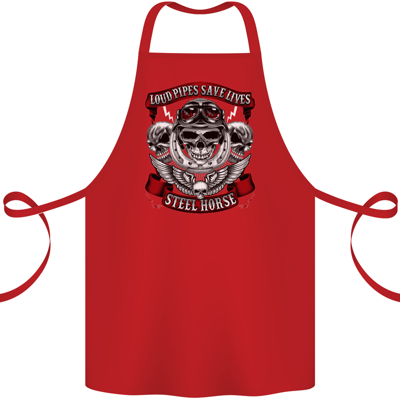 Motorcycle Lound Pipes Saves Lives Biker Cotton Apron 100% Organic Red