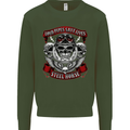 Motorcycle Lound Pipes Saves Lives Biker Kids Sweatshirt Jumper Forest Green