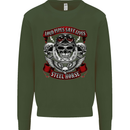 Motorcycle Lound Pipes Saves Lives Biker Kids Sweatshirt Jumper Forest Green