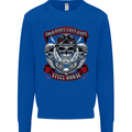 Motorcycle Lound Pipes Saves Lives Biker Kids Sweatshirt Jumper Royal Blue