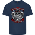 Motorcycle Lound Pipes Saves Lives Biker Kids T-Shirt Childrens Navy Blue