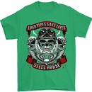 Motorcycle Lound Pipes Saves Lives Biker Mens T-Shirt Cotton Gildan Irish Green
