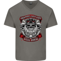 Motorcycle Lound Pipes Saves Lives Biker Mens V-Neck Cotton T-Shirt Charcoal