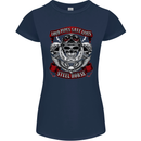 Motorcycle Lound Pipes Saves Lives Biker Womens Petite Cut T-Shirt Navy Blue