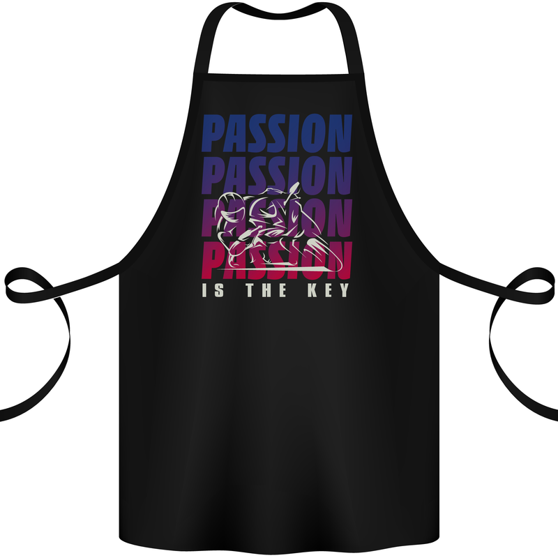 Motorcycle Passion Is the Key Biker Cotton Apron 100% Organic Black