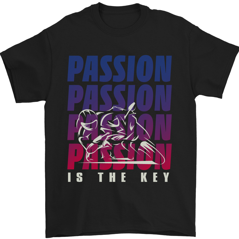 Motorcycle Passion Is the Key Biker Mens T-Shirt Cotton Gildan Black