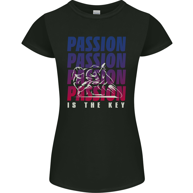 Motorcycle Passion Is the Key Biker Womens Petite Cut T-Shirt Black