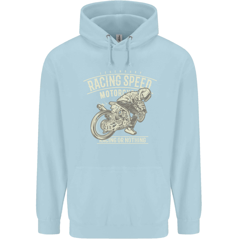 Motorcycle Racing Biker Skull Motorbike Childrens Kids Hoodie Light Blue