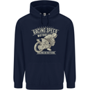 Motorcycle Racing Biker Skull Motorbike Childrens Kids Hoodie Navy Blue