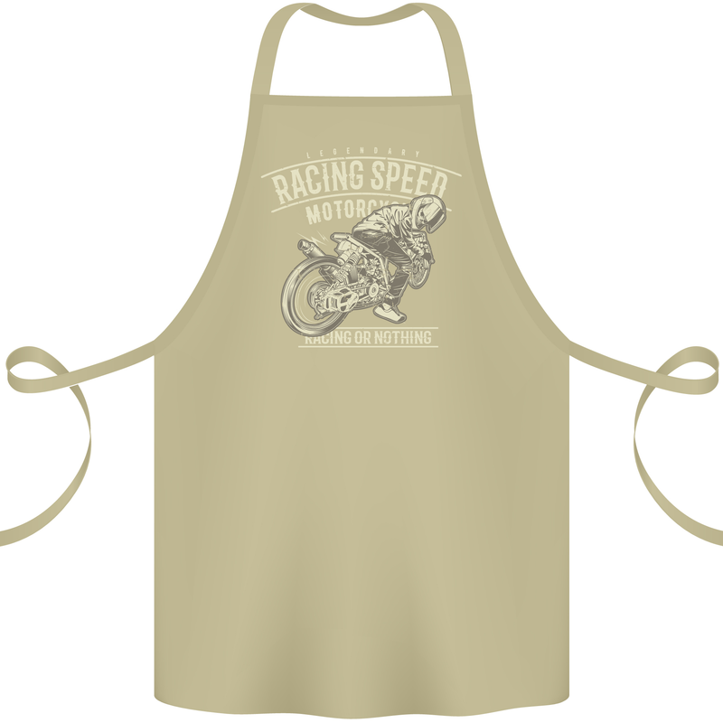 Motorcycle Racing Biker Skull Motorbike Cotton Apron 100% Organic Khaki