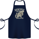 Motorcycle Racing Biker Skull Motorbike Cotton Apron 100% Organic Navy Blue