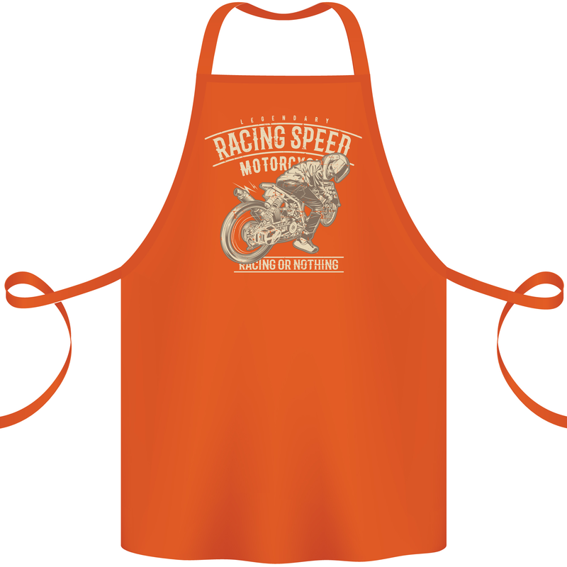 Motorcycle Racing Biker Skull Motorbike Cotton Apron 100% Organic Orange