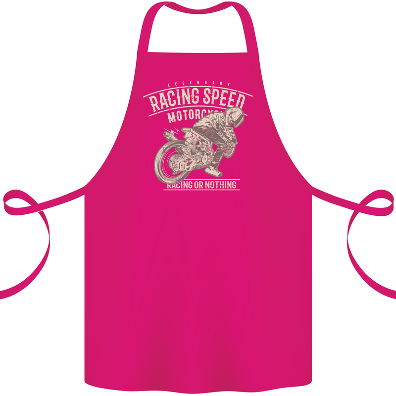 Motorcycle Racing Biker Skull Motorbike Cotton Apron 100% Organic Pink