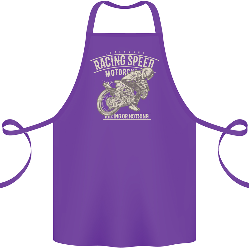 Motorcycle Racing Biker Skull Motorbike Cotton Apron 100% Organic Purple