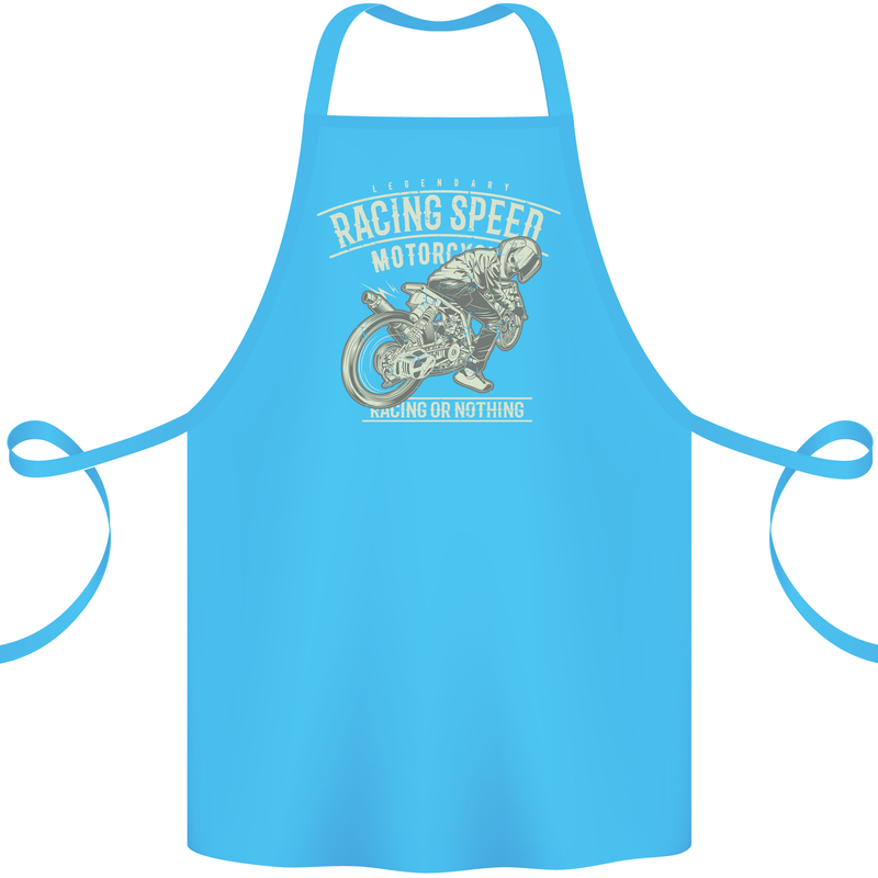 Motorcycle Racing Biker Skull Motorbike Cotton Apron 100% Organic Turquoise