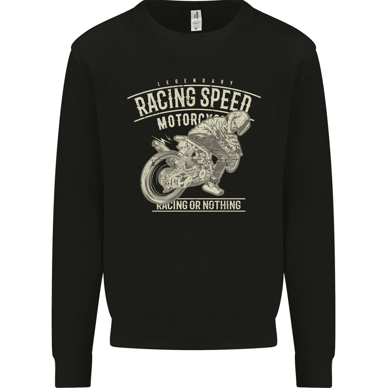 Motorcycle Racing Biker Skull Motorbike Kids Sweatshirt Jumper Black